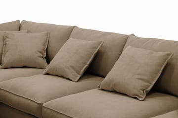 Rossita Lyx 5-personers venstrevendt U-formet ekstra dyb sofa med divan og chaiselong i fløjl - Lysebrun - Møbler - Sofaer - U Sofa