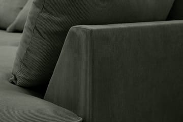 Rossita Lyx 5-personers højrevendt U-formet ekstra dyb sofa med divan og chaiselong i fløjl - Mørkegrøn - Møbler - Sofaer - U Sofa