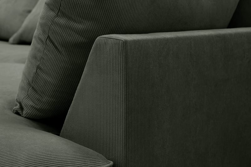 Rossita Lyx 5-personers venstrevendt U-formet ekstra dyb sofa med divan og chaiselong i fløjl - Mørkegrøn - Møbler - Sofaer - U Sofa
