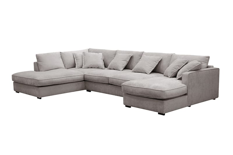 Rossita Lyx 5-personers højrevendt U-formet ekstra dyb sofa med divan og chaiselong i chenille - Grå/Brun - Møbler - Sofaer - U Sofa