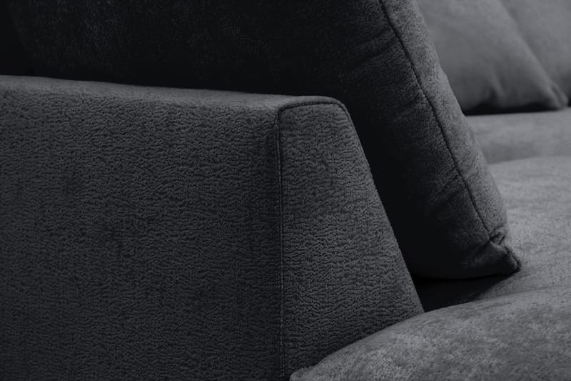 Rossita Lyx 5-personers højrevendt U-formet ekstra dyb sofa med divan og chaiselong i chenille - Sort - Møbler - Sofaer - U Sofa