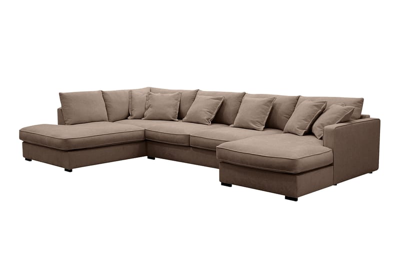 Rossita Lyx 5-personers Højrevendt U-formet Ekstra dyb Sofa med Divan og Chaiselong i Stof - Mørk brun - Møbler - Sofaer - U Sofa