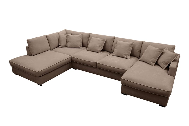 Rossita Lyx 5-personers Højrevendt U-formet Ekstra dyb Sofa med Divan og Chaiselong i Stof - Mørk brun - Møbler - Sofaer - U Sofa