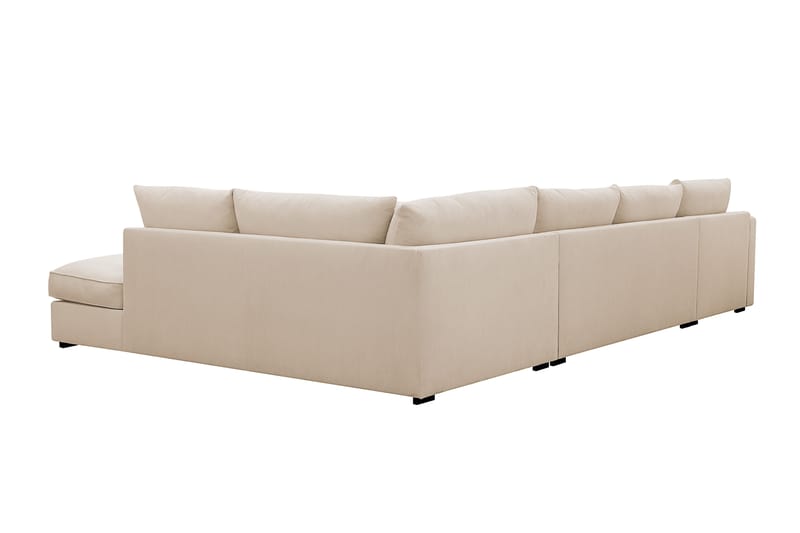 Rossita Lyx 5-personers venstrevendt U-formet ekstra dyb sofa med divan og chaiselong i fløjl - Beige - Møbler - Sofaer - U Sofa