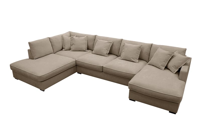 Rossita Lyx 5-personers Højrevendt U-formet Ekstra dyb Sofa med Divan og Chaiselong i Stof - Brun - Møbler - Sofaer - U Sofa