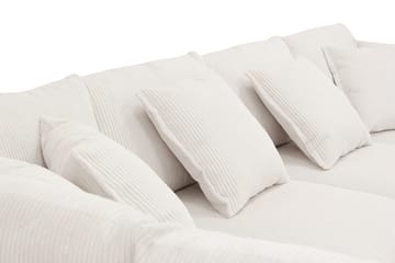 Rossita Lyx 5-personers venstrevendt U-formet ekstra dyb sofa med divan og chaiselong i fløjl - Offwhite - Møbler - Sofaer - U Sofa
