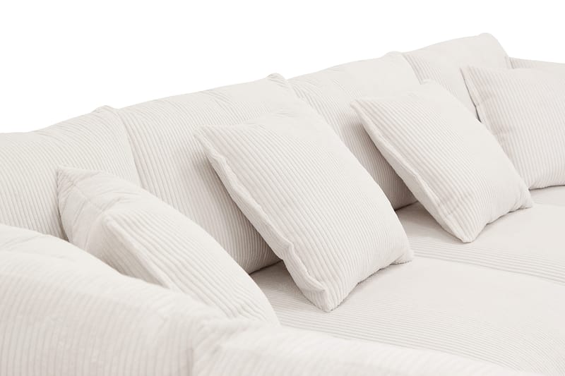 Rossita Lyx 5-personers Højrevendt U-formet Ekstra dyb Sofa med Divan og Chaiselong i Fløjl - Naturhvid - Møbler - Sofaer - U Sofa