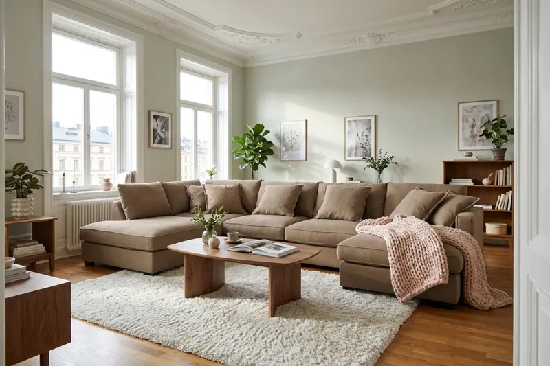 Rossita Lyx 5-personers venstrevendt U-formet ekstra dyb sofa med divan og chaiselong i fløjl - Lysebrun - Møbler - Sofaer - U Sofa