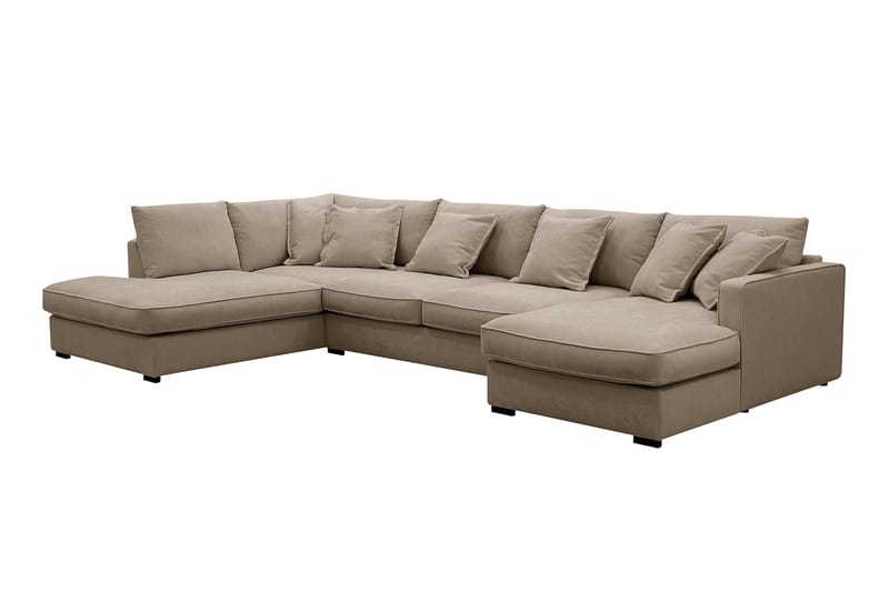 Rossita Lyx 5-personers Højrevendt U-formet Ekstra dyb Sofa med Divan og Chaiselong i Stof - Brun - Møbler - Sofaer - U Sofa