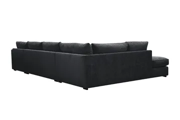Rossita Lyx 5-personers venstrevendt U-formet ekstra dyb sofa med divan og chaiselong i chenille - Trenza 01, Sort Chenille - Møbler - Sofaer - U Sofa
