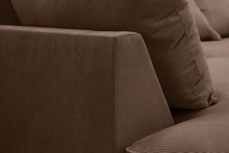 Rossita Lyx 5-personers højrevendt U-formet ekstra dyb sofa med divan og chaiselong i fløjl - Mørkebrun - Møbler - Sofaer - U Sofa