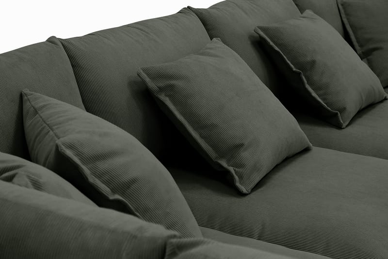 Rossita Lyx 5-personers højrevendt U-formet ekstra dyb sofa med divan og chaiselong i fløjl - Mørkegrøn - Møbler - Sofaer - U Sofa