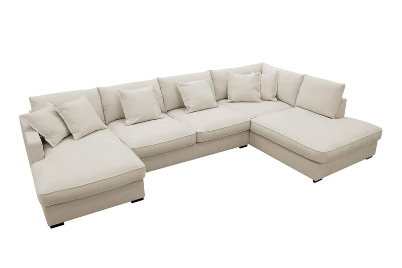 Rossita Lyx 5-personers Venstrevendt U-formet Ekstra dyb Sofa med Divan og Chaiselong i Stof - Beige - Møbler - Sofaer - U Sofa
