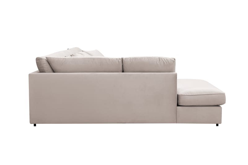 Rossita Lyx 5-personers højrevendt U-formet ekstra dyb sofa med divan og chaiselong i velour - Beige - Møbler - Sofaer - U Sofa