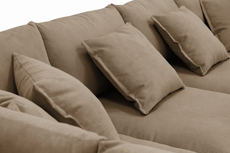 Rossita Lyx 5-personers højrevendt U-formet ekstra dyb sofa med divan og chaiselong i fløjl - Lysebrun - Møbler - Sofaer - U Sofa