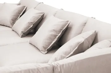 Rossita Lyx 5-personers højrevendt U-formet ekstra dyb sofa med divan og chaiselong i velour - Beige - Møbler - Sofaer - U Sofa
