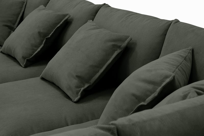 Rossita Lyx 5-personers venstrevendt U-formet ekstra dyb sofa med divan og chaiselong i fløjl - Mørkegrøn - Møbler - Sofaer - U Sofa