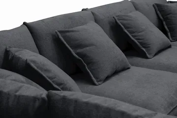 Rossita Lyx 5-personers venstrevendt U-formet ekstra dyb sofa med divan og chaiselong i chenille - Trenza 01, Sort Chenille - Møbler - Sofaer - U Sofa