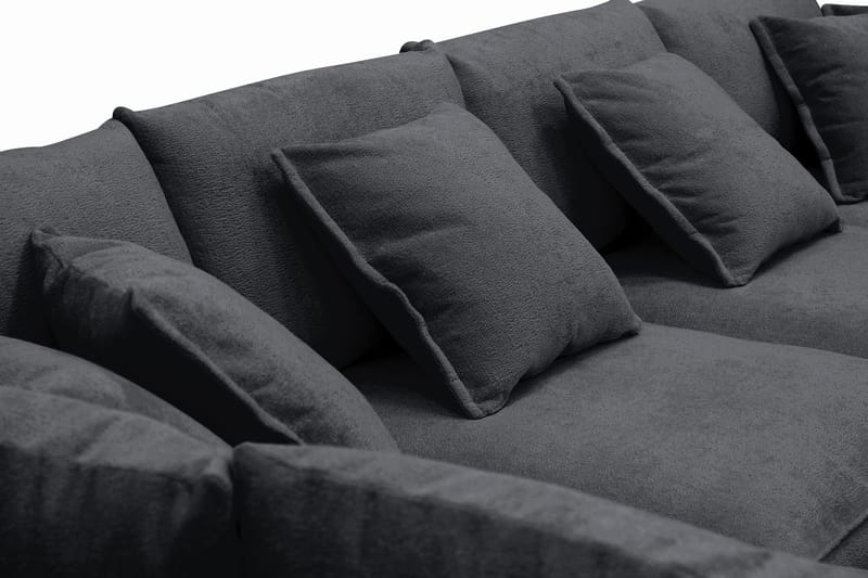 Rossita Lyx 5-personers højrevendt U-formet ekstra dyb sofa med divan og chaiselong i chenille - Sort - Møbler - Sofaer - U Sofa