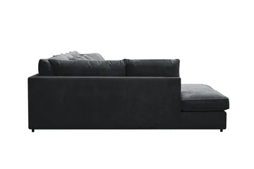 Rossita Lyx 5-personers venstrevendt U-formet ekstra dyb sofa med divan og chaiselong i chenille - Trenza 01, Sort Chenille - Møbler - Sofaer - U Sofa