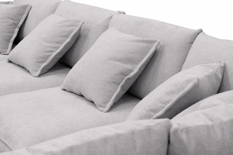 Rossita Lyx 5-personers venstrevendt U-formet ekstra dyb sofa med divan og chaiselong i chenille - Grå - Møbler - Sofaer - U Sofa