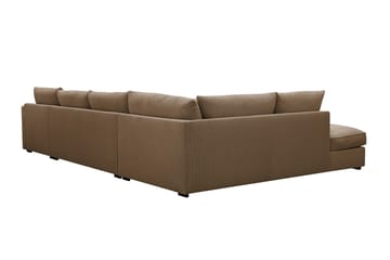 Rossita Lyx 5-personers venstrevendt U-formet ekstra dyb sofa med divan og chaiselong i fløjl - Lysebrun - Møbler - Sofaer - U Sofa