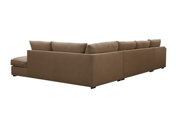 Rossita Lyx 5-personers højrevendt U-formet ekstra dyb sofa med divan og chaiselong i fløjl - Lysebrun - Møbler - Sofaer - U Sofa