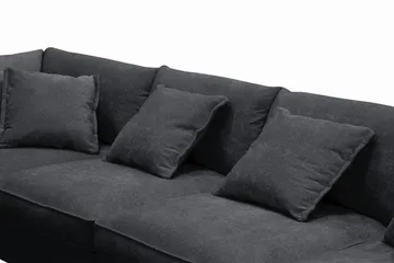 Rossita Lyx 5-personers venstrevendt U-formet ekstra dyb sofa med divan og chaiselong i chenille - Trenza 01, Sort Chenille - Møbler - Sofaer - U Sofa