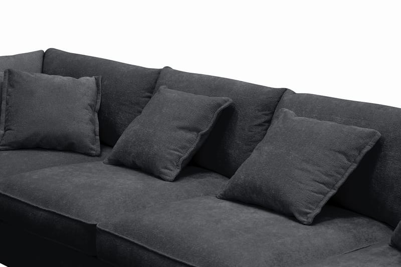 Rossita Lyx 5-personers højrevendt U-formet ekstra dyb sofa med divan og chaiselong i chenille - Sort - Møbler - Sofaer - U Sofa