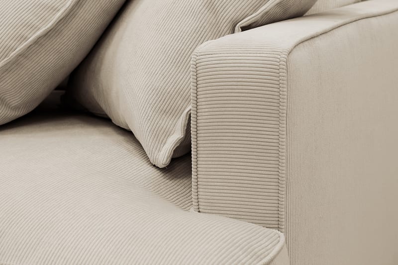 Rossita Lyx 5-personers højrevendt U-formet ekstra dyb sofa med divan og chaiselong i fløjl - Creme - Møbler - Sofaer - U Sofa