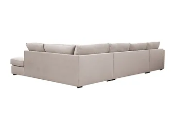 Rossita Lyx 5-personers højrevendt U-formet ekstra dyb sofa med divan og chaiselong i velour - Beige - Møbler - Sofaer - U Sofa