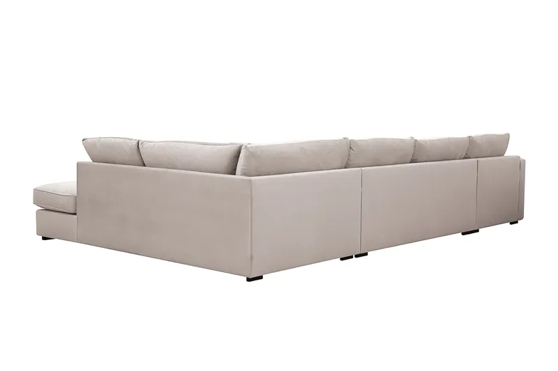 Rossita Lyx 5-personers venstrevendt U-formet ekstra dyb sofa med divan og chaiselong i velour - Beige - Møbler - Sofaer - U Sofa