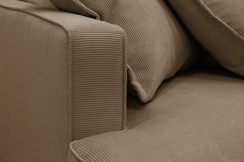 Rossita Lyx 5-personers venstrevendt U-formet ekstra dyb sofa med divan og chaiselong i fløjl - Lysebrun - Møbler - Sofaer - U Sofa