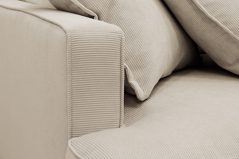 Rossita Lyx 5-personers venstrevendt U-formet ekstra dyb sofa med divan og chaiselong i fløjl - Creme - Møbler - Sofaer - U Sofa
