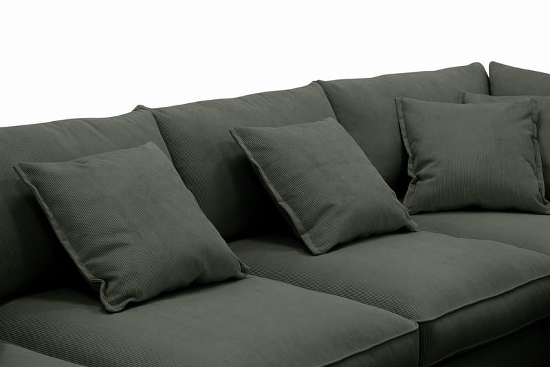 Rossita Lyx 5-personers venstrevendt U-formet ekstra dyb sofa med divan og chaiselong i fløjl - Mørkegrøn - Møbler - Sofaer - U Sofa
