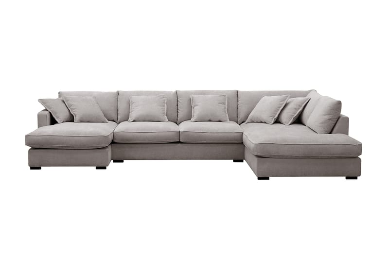 Rossita Lyx 5-personers venstrevendt U-formet ekstra dyb sofa med divan og chaiselong i chenille - Grå/Brun - Møbler - Sofaer - U Sofa