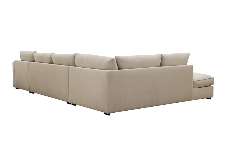 Rossita Lyx 5-personers højrevendt U-formet ekstra dyb sofa med divan og chaiselong i fløjl - Creme - Møbler - Sofaer - U Sofa