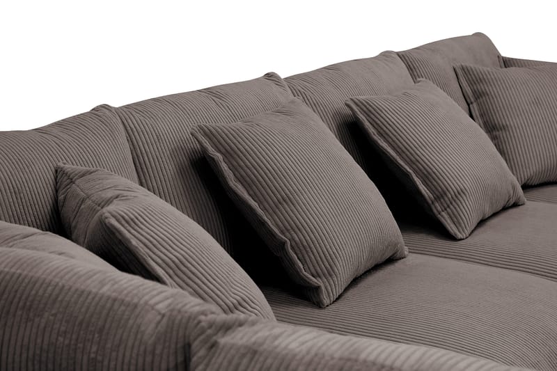 Rossita Lyx 5-personers Højrevendt U-formet Ekstra dyb Sofa med Divan og Chaiselong i Fløjl - Brun - Møbler - Sofaer - U Sofa