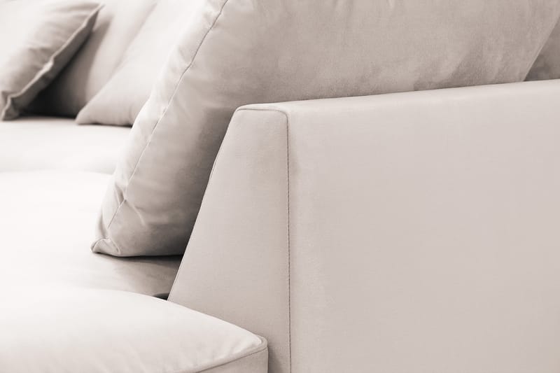 Rossita Lyx 5-personers venstrevendt U-formet ekstra dyb sofa med divan og chaiselong i velour - Beige - Møbler - Sofaer - U Sofa