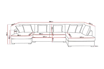 Rossita Lyx 5-personers højrevendt U-formet ekstra dyb sofa med divan og chaiselong i stof - Beige - Møbler - Sofaer - U Sofa