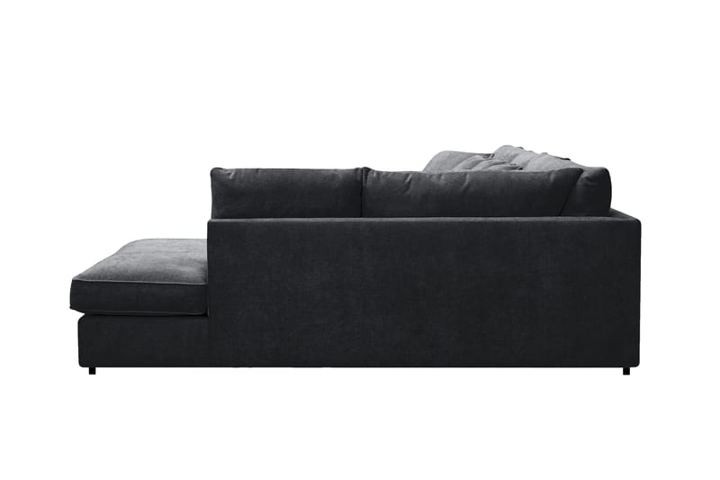 Rossita Lyx 5-personers venstrevendt U-formet ekstra dyb sofa med divan og chaiselong i chenille - Sort - Møbler - Sofaer - U Sofa