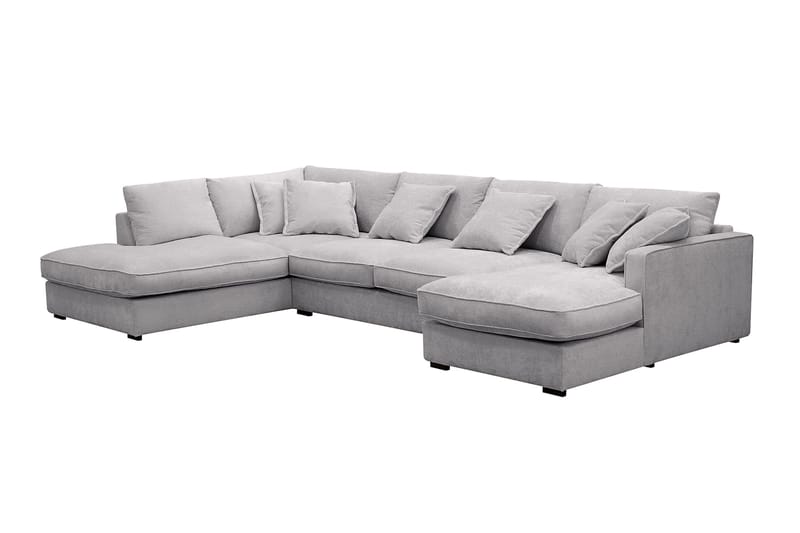 Rossita Lyx 5-personers højrevendt U-formet ekstra dyb sofa med divan og chaiselong i chenille - Grå - Møbler - Sofaer - U Sofa