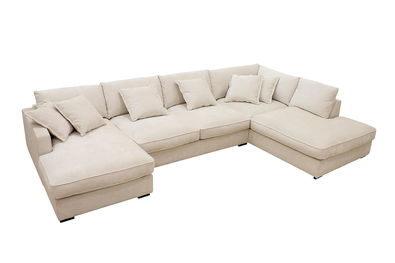 Rossita Lyx 5-personers venstrevendt U-formet ekstra dyb sofa med divan og chaiselong i chenille - Beige - Møbler - Sofaer - U Sofa