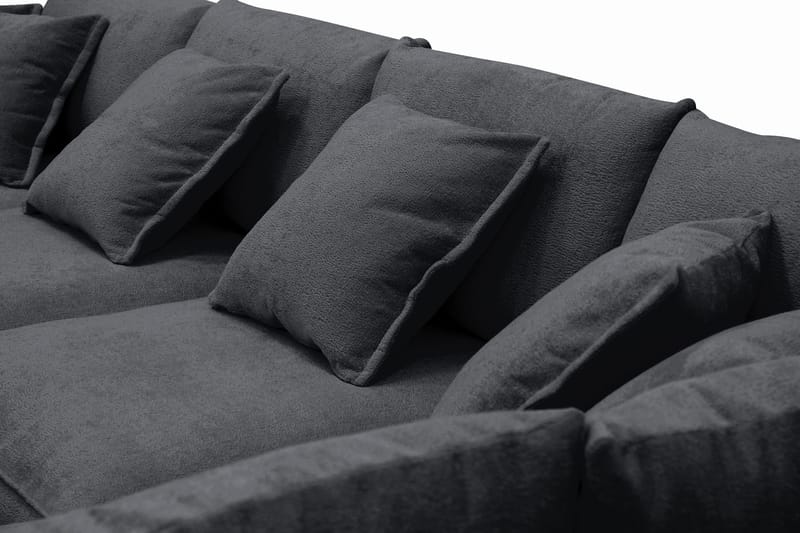 Rossita Lyx 5-personers venstrevendt U-formet ekstra dyb sofa med divan og chaiselong i chenille - Sort - Møbler - Sofaer - U Sofa