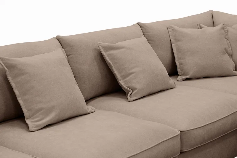 Rossita Lyx 5-personers Venstrevendt U-formet Ekstra dyb Sofa med Divan og Chaiselong i Stof - Mørk brun - Møbler - Sofaer - U Sofa