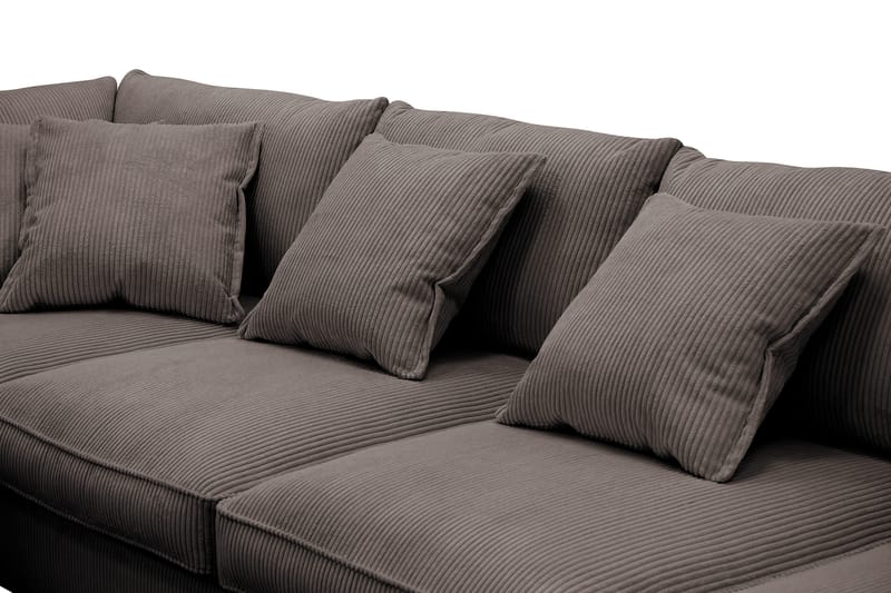 Rossita Lyx 5-personers Højrevendt U-formet Ekstra dyb Sofa med Divan og Chaiselong i Fløjl - Brun - Møbler - Sofaer - U Sofa