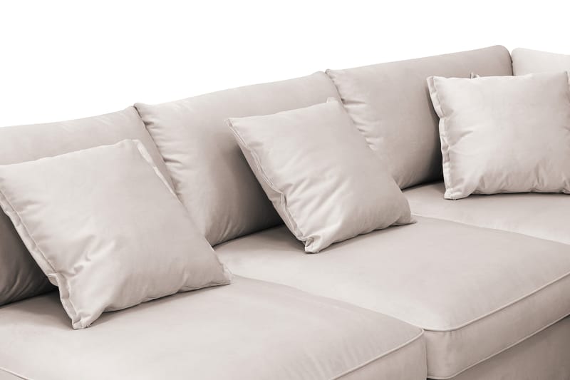 Rossita Lyx 5-personers venstrevendt U-formet ekstra dyb sofa med divan og chaiselong i velour - Beige - Møbler - Sofaer - U Sofa