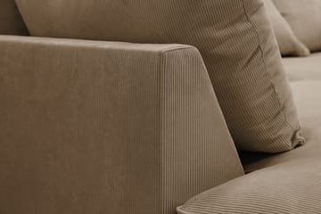Rossita Lyx 5-personers venstrevendt U-formet ekstra dyb sofa med divan og chaiselong i fløjl - Lysebrun - Møbler - Sofaer - U Sofa