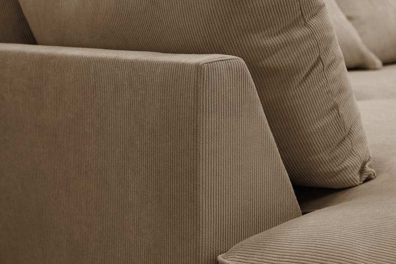 Rossita Lyx 5-personers højrevendt U-formet ekstra dyb sofa med divan og chaiselong i fløjl - Lysebrun - Møbler - Sofaer - U Sofa