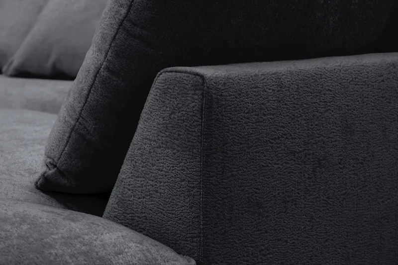 Rossita Lyx 5-personers venstrevendt U-formet ekstra dyb sofa med divan og chaiselong i chenille - Sort - Møbler - Sofaer - U Sofa